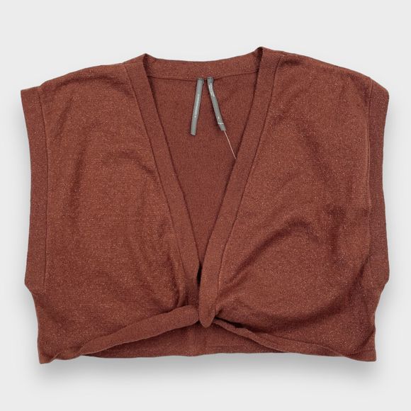 NWT Anthropologie Metallic Twist Front Open Crop Top in Cedar Women's Size XL - Picture 4 of 12